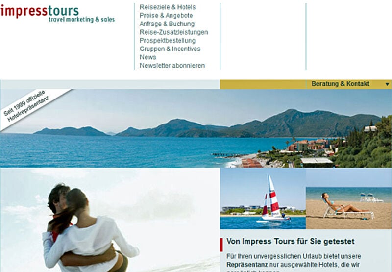 Website von Impress Tours: die Wiesbadener Tourismusagentur hat Insolvenz angemeldet