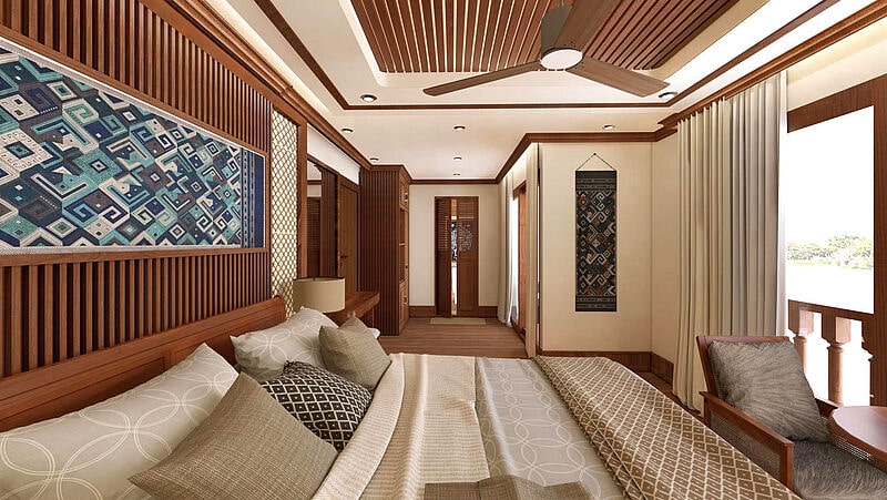 Traditionelles Design und natürliche Materialien bestimmen die Kabinenausstattung. Foto: Lernidee