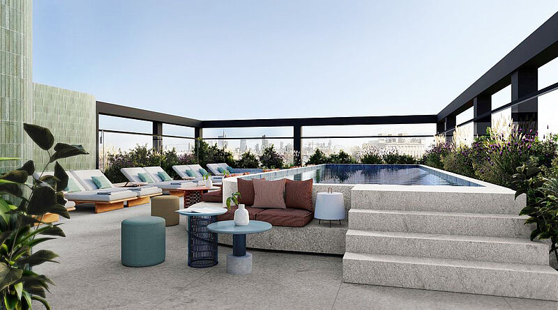 Das W Milan wird eine Dachterrasse mit Pool haben. Modell: Marriott
