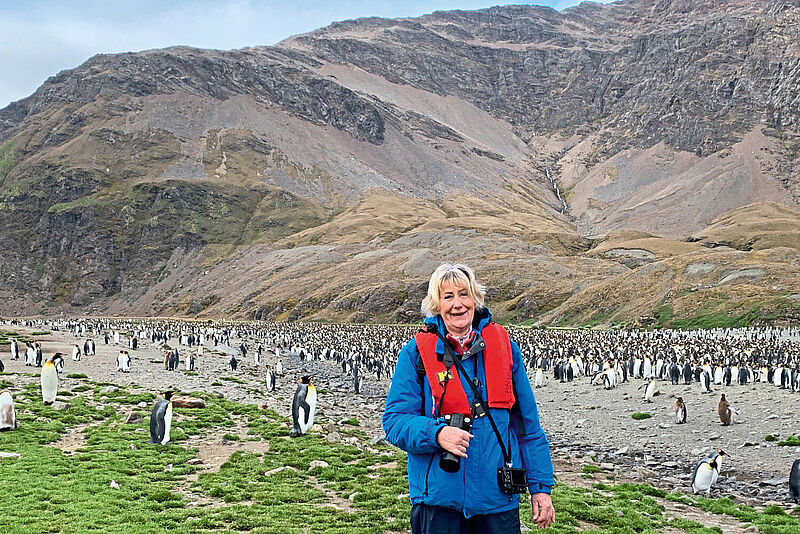 Der zweite Antarktis-Besuch: Ilsedore Dackweiler-Kirchhoff (74) in Süd-Georgien im Jahr 2022
