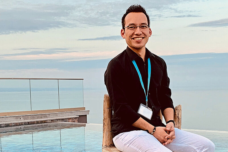 Michael Gürlich auf der Dachterrasse des Hotels Grifid Vistamar in Bulgarien