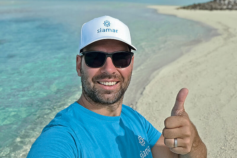 Michael Riebel auf den Malediven. 2023 war er zum ersten Mal dort, im Four Seasons Kuda Huraa