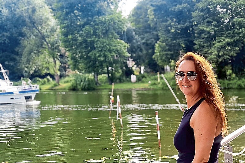 Susanne Deike auf der Wasserstraße nach Potsdam