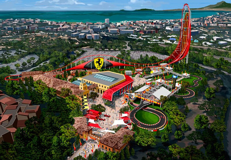 Das Ferrari Land wird die neue Attraktion des Freizeitparks Port Aventura. Reiseverkäufer können jetzt schon mal reinschnuppern