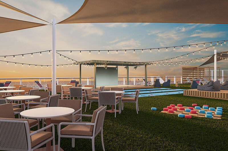 Modell eines Außendecks auf einem Kreuzfahrtschiff