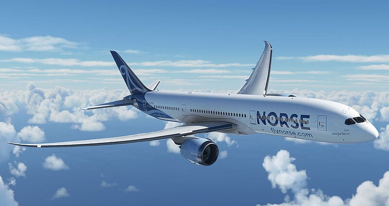 Flugzeug von Norse Atlantic in der Luft