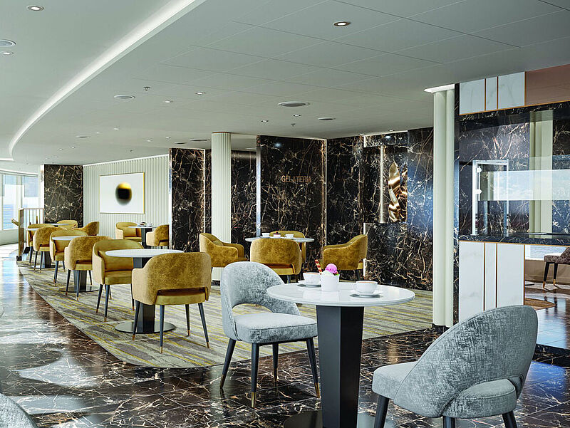 So soll die Creperie und Gelateria an Bord der neuen Allura aussehen. Modell: Oceania Cruises