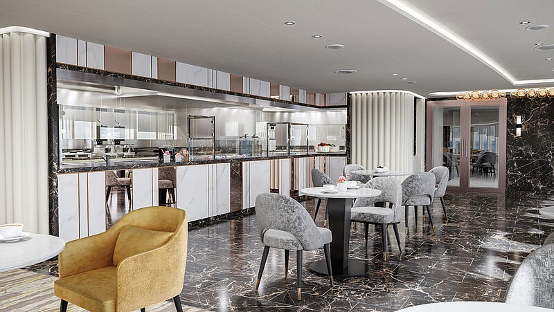 Zur neuen Ausstattung der Marina gehört auch auch eine Eisdiele. Foto Oceania Cruises