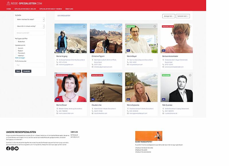 So präsentieren sich die Reiseprofis auf dem neuen Reiseportal des DER-Vertriebs