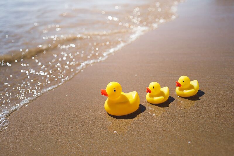 Eine Ente lässt sich auch im Urlaub perfekt in Szene setzen