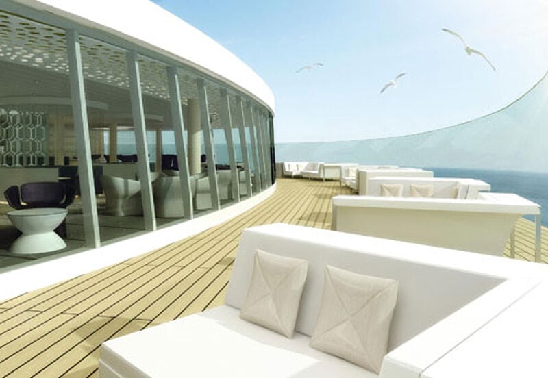 Wohlfühlbereich auf der neuen Mein Schiff 4: die Lounge im Außenbereich