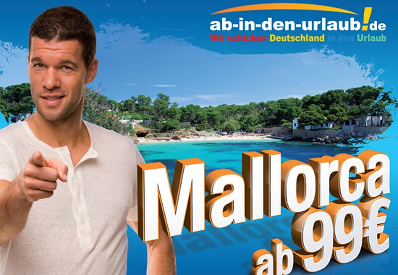 Hat sich ausgeballert. Er war jahrelang das Werbezugpferd von Ab-in-den-Urlaub.de: Fußballprofi Michael Ballack
