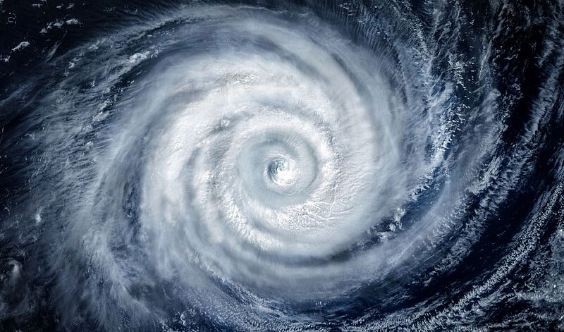 Satellitenaufnahme eines mächtigen Wirbelsturms 
