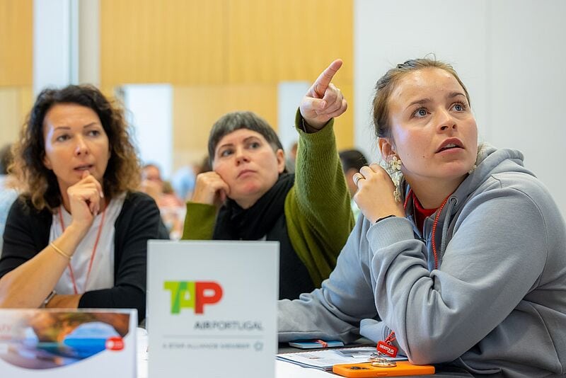 TAP Air Portugal, einer der Hauptpartner des Events, präsentierte sich ebenfalls. Foto: Dertour Group/David Vasicek