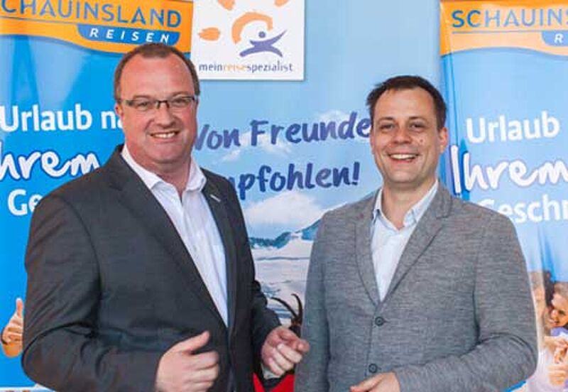 Freuen sich auf eine noch engere Zusammenarbeit: Schauinsland-Vertriebschef Detlef Schroer und Mein-Reisespezialist-Leiter Peter Möschl