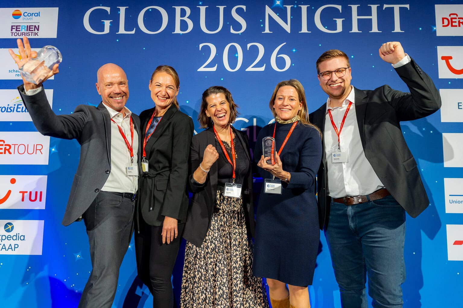 Das Team der Dertour Group (von links): Nils Casmir und Julia Bossler (Dertour, Nina Müller und Marion Gigl-Fleck (Aldiana) sowie Pascal Schille (Dertour)