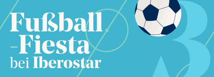 Grafik mit einem Fußball auf einem hellblauen Hintergrund, umgeben von Linien, die ein Spielfeld darstellen, und der Zahl drei.